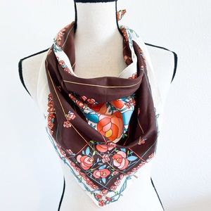 Vintage Floral Stripe Rustic Print Triangle Handkerchief Bandanna